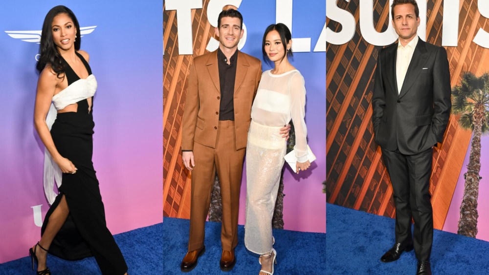 Lex Scott Davis; Bryan Greenberg and Jamie Chung; and Gabriel Macht at at NBC's "Suits LA" Los Angeles Premiere at One Universal on February 20, 2025 in Los Angeles, California.