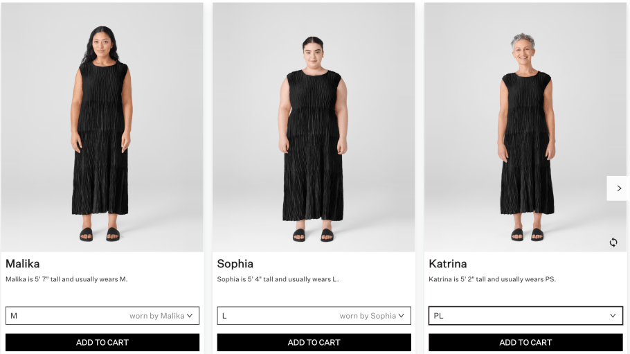 Veesual's new tool allows consumers to see different sizes of the same item on a variety of models.