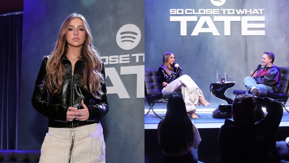 Tate McRae attends a listening party for "So Close to What" on Feb. 18 in Los Angeles, Courrèges, Rick Owens