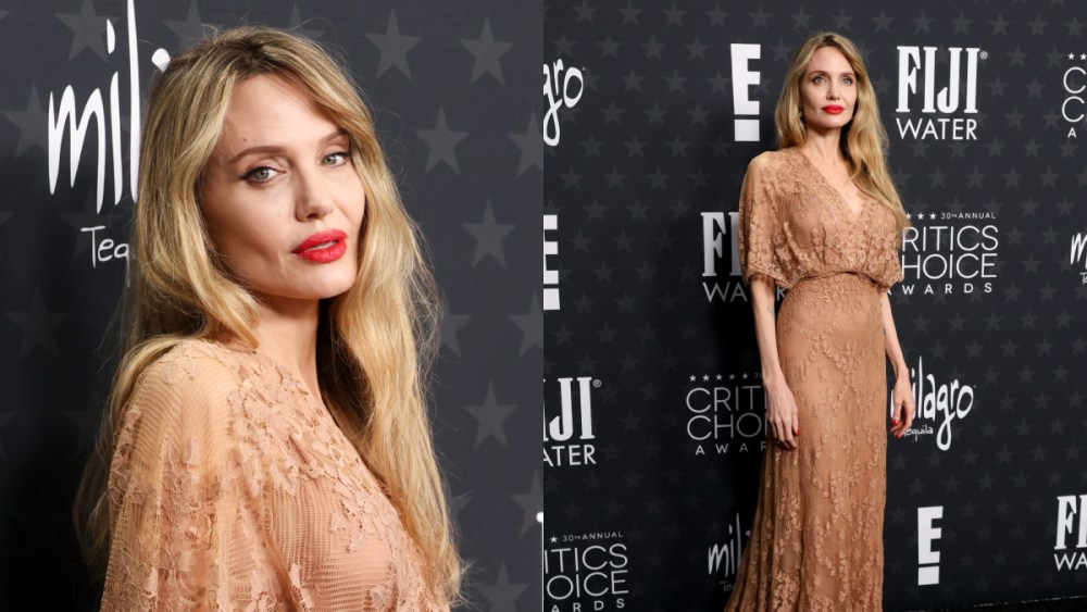 Angelina Jolie at the 30th Annual Critics Choice Awards held at The Barker Hangar on Feb. 7, 2025 in Santa Monica, Calif.