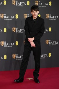 LONDON, ENGLAND - FEBRUARY 16: Timothe Chalamet attends the 2025 EE BAFTA Film Awards at The Royal Festival Hall on February 16, 2025 in London, England. (Photo by Kate Green/Getty Images)