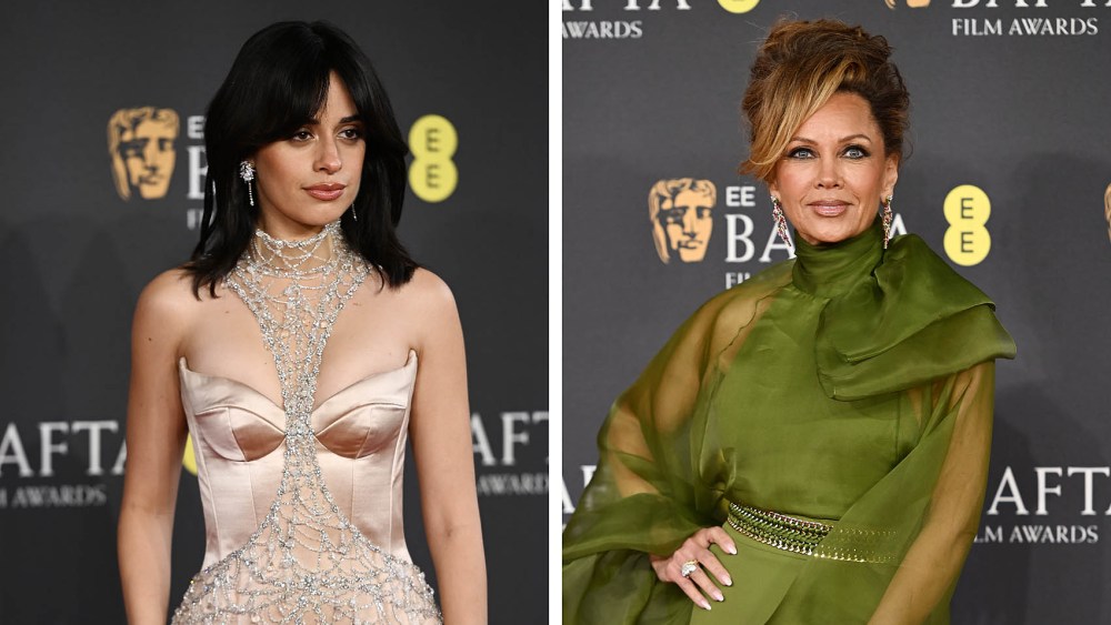 Camila Cabello attends the 2025 EE BAFTA Film Awards at The Royal Festival Hall on February 16, 2025 in London, England, sheer dresses fashion trends