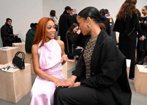 Keke Palmer, Lenoria Addison at the Brandon Maxwell Fall RTW 2025 fashion show as part of New York Fashion Week on February 06, 2025 in New York, New York.