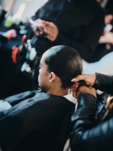 Backstage at t Carolina Herrera Fall 2025 ready-to-wear show at New York Fashion Week.