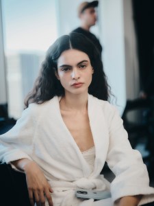 Backstage at t Carolina Herrera Fall 2025 ready-to-wear show at New York Fashion Week.