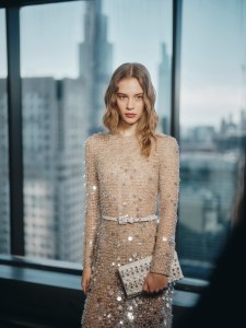 Backstage at t Carolina Herrera Fall 2025 ready-to-wear show at New York Fashion Week.