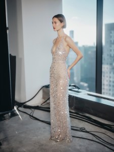 Backstage at t Carolina Herrera Fall 2025 ready-to-wear show at New York Fashion Week.