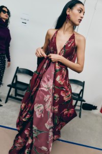 Backstage at t Carolina Herrera Fall 2025 ready-to-wear show at New York Fashion Week.