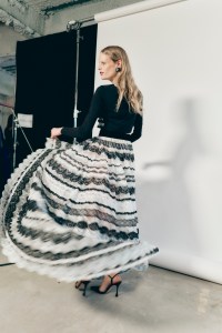 Backstage at t Carolina Herrera Fall 2025 ready-to-wear show at New York Fashion Week.