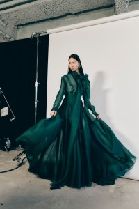 Backstage at t Carolina Herrera Fall 2025 ready-to-wear show at New York Fashion Week.