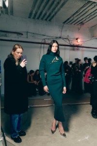 Backstage at t Carolina Herrera Fall 2025 ready-to-wear show at New York Fashion Week.