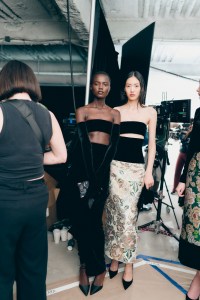 Backstage at t Carolina Herrera Fall 2025 ready-to-wear show at New York Fashion Week.