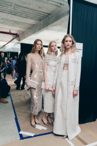 Backstage at t Carolina Herrera Fall 2025 ready-to-wear show at New York Fashion Week.