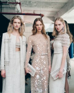 Backstage at t Carolina Herrera Fall 2025 ready-to-wear show at New York Fashion Week.