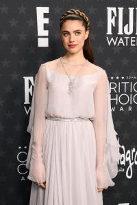 Margaret Qualley at the 30th Annual Critics Choice Awards held at The Barker Hangar on February 7, 2025 in Santa Monica, California.