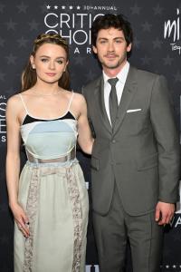 Joey King, Logan Lerman at the 30th Annual Critics Choice Awards held at The Barker Hangar on February 7, 2025 in Santa Monica, California.