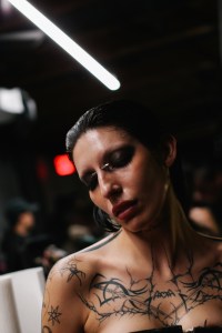 Backstage at the Elena Velez spring 2025 ready-to-wear show at New York Fashion Week.