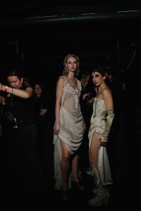 Backstage at the Elena Velez spring 2025 ready-to-wear show at New York Fashion Week.