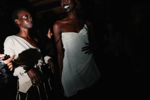 Backstage at the Elena Velez spring 2025 ready-to-wear show at New York Fashion Week.
