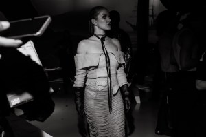 Backstage at the Elena Velez spring 2025 ready-to-wear show at New York Fashion Week.