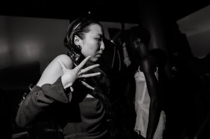Backstage at the Elena Velez spring 2025 ready-to-wear show at New York Fashion Week.