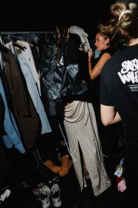 Backstage at the Elena Velez spring 2025 ready-to-wear show at New York Fashion Week.