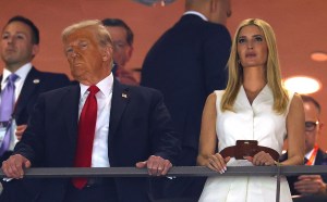 NEW ORLEANS, LOUISIANA - FEBRUARY 09: (L-R) New Orleans Saints owner Gayle Benson, U.S. President Donald Trump, and Ivanka Trump look on during Super Bowl LIX at Caesars Superdome on February 09, 2025 in New Orleans, Louisiana. (Photo by Gregory Shamus/Getty Images)