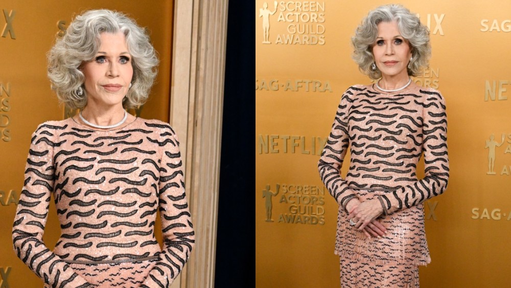 Jane Fonda, red carpet, SAG Awards, Armani, custom dress, Pomellato jewelry