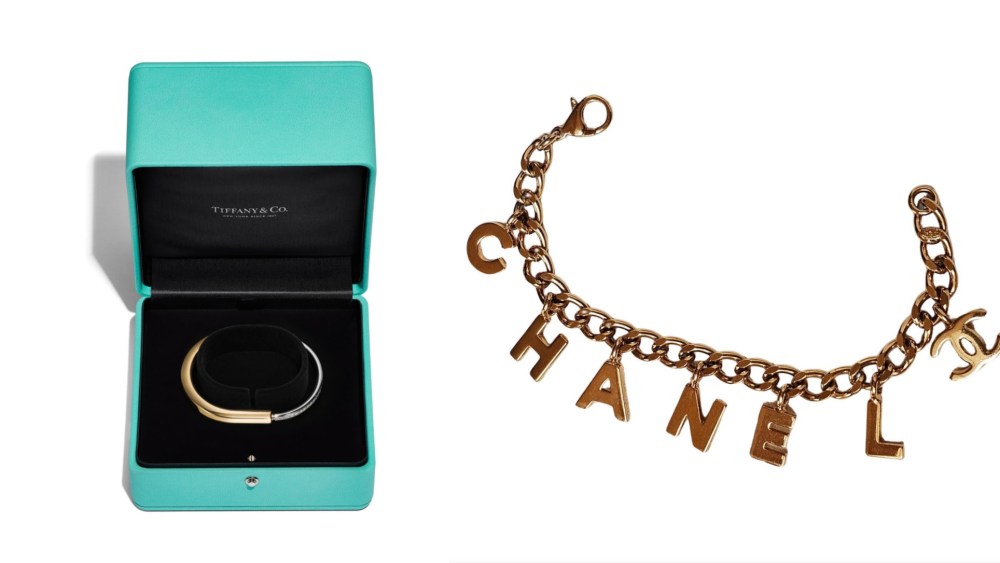 Tiffany & Co.'s Lock bracelet and a Chanel necklace.