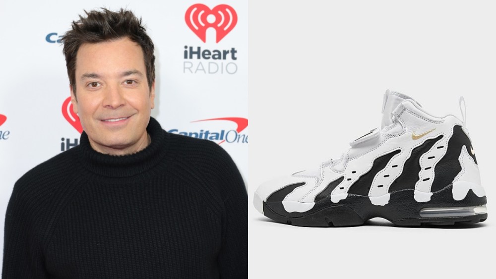 Jimmy Fallon, iHeartRadio z100's Jingle Ball 2024, Nike, Super Bowl LIX, Philidelphia Eagles, Jalen Hurts,  Saquon Barkley, Nike Air DT Max '96 