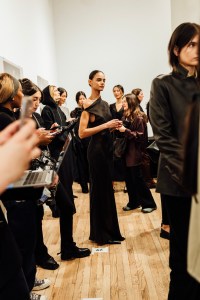 Backstage at the Kallmeyer spring 2025 ready-to-wear show at New York Fashion Week.