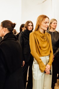 Backstage at the Kallmeyer spring 2025 ready-to-wear show at New York Fashion Week.