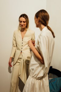 Backstage at the Kallmeyer spring 2025 ready-to-wear show at New York Fashion Week.