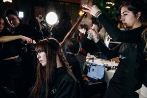 Backstage at the Lingua Franca Fall 2025 Ready-to-Wear show at New York fashion week.
