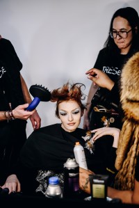 Backstage at the Luar spring 2025 ready-to-wear show at New York Fashion Week.