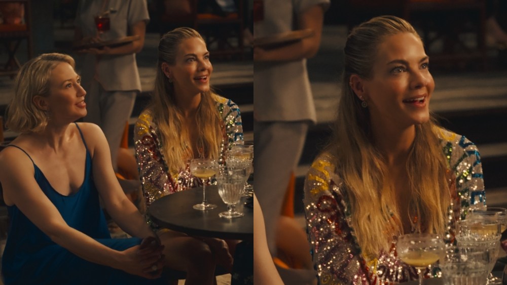 Carrie Coon, Michelle Monaghan, 'The White Lotus,' season three, episode two, valentino, minidress