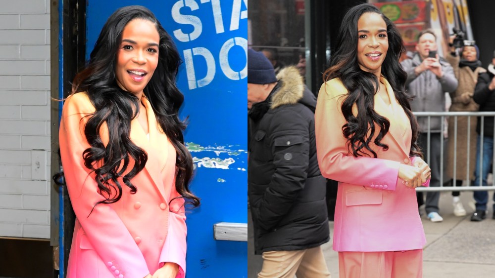 Michelle Williams, Good Morning America, Mac Duggal, ombre suit