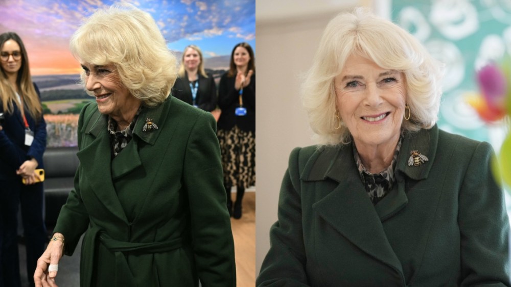 Queen Camilla, Exeter, Sexual Violence Awareness Week, Bumblebee brooch