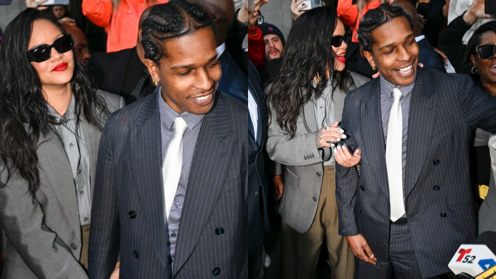 Rihanna and A$AP Rocky are seen outside of Clara Shortridge Foltz Criminal Justice Center on Feb. 18, 2025, in Los Angeles.