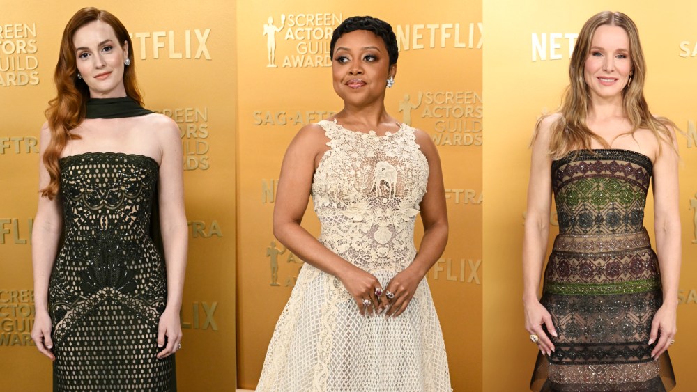 Leighton Meester, Quinta Brunson and Kristen Bell at the 2025 SAG Awards, sheer fashion