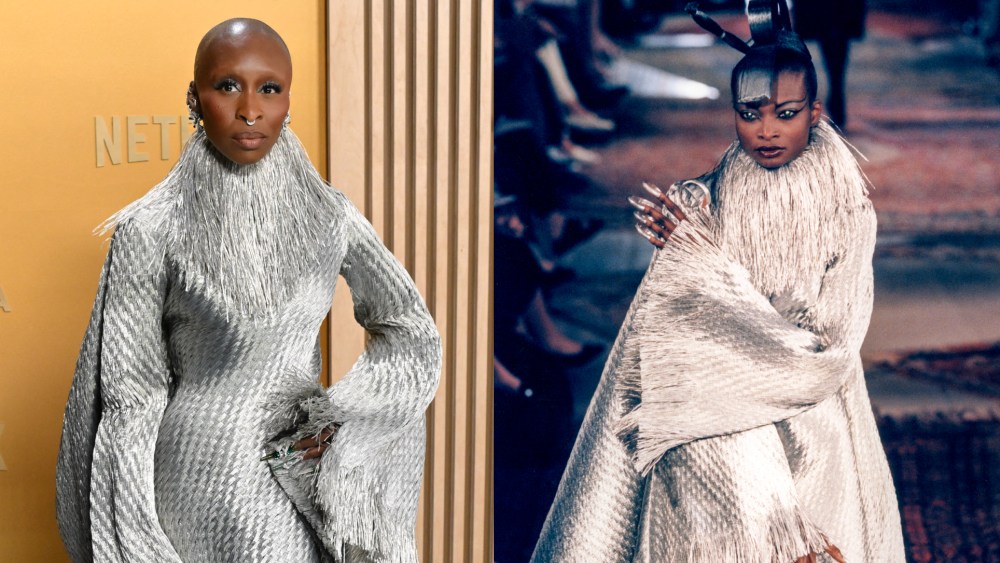 Cynthia Erivo wearing a gown from Givenchy's fall 1997 couture runway.