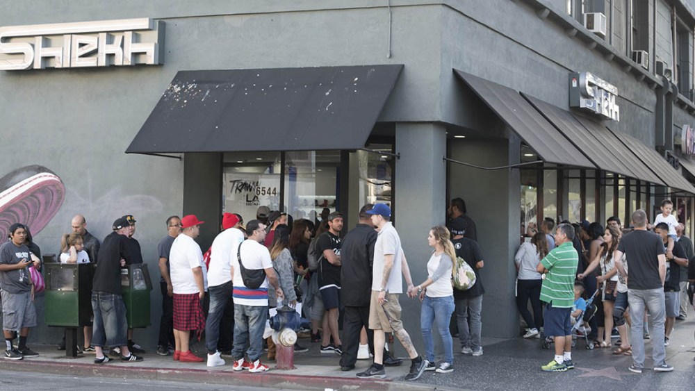 LOS ANGELES, CA - MARCH 31:  A general view as seen at L.A. Gear And TYGA Present The Liquid Gold Shoe Launch At Shiekh Shoes on March 31, 2015 in Los Angeles, California.  (Photo by Michael Bezjian/Getty Images for L.A. Gear)