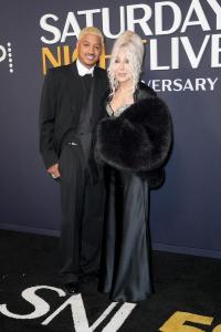 Alexander Edwards, Cher at SNL50: The Anniversary Special at 30 Rockefeller Plaza on February 16, 2025 in New York, New York.
