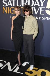 Miley Cyrus, Maxx Morando at SNL50: The Anniversary Special at 30 Rockefeller Plaza on February 16, 2025 in New York, New York.