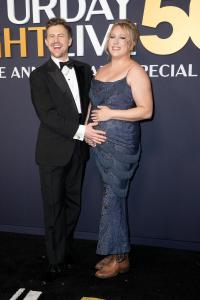 Alex Moffat, Caroline Rau at SNL50: The Anniversary Special at 30 Rockefeller Plaza on February 16, 2025 in New York, New York.