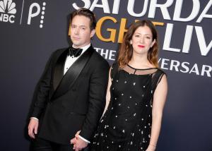 Beck Bennett, Jessy Hodges at SNL50: The Anniversary Special at 30 Rockefeller Plaza on February 16, 2025 in New York, New York.