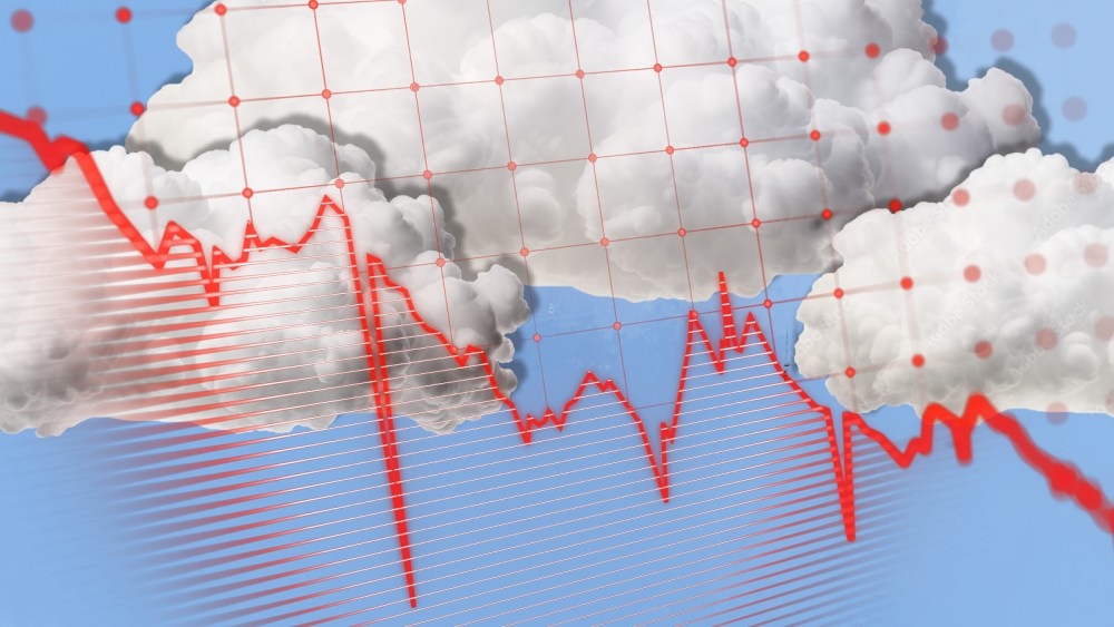 Graph downward red line clouds