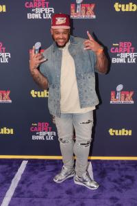 Dion Dawkins at the Tubi Red Carpet during Super Bowl LIX at Caesars Superdome on February 09, 2025 in New Orleans, Louisiana.