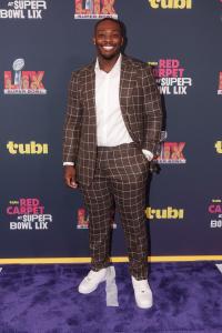 Olumide Larry Ogunjobi at the Tubi Red Carpet during Super Bowl LIX at Caesars Superdome on February 09, 2025 in New Orleans, Louisiana.