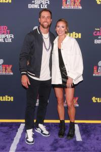 Adam Thielen, Caitlin Thielen at the Tubi Red Carpet during Super Bowl LIX at Caesars Superdome on February 09, 2025 in New Orleans, Louisiana.